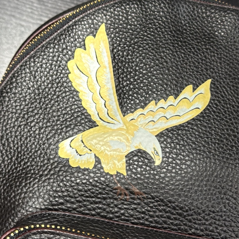 Coach Black Leather Backpack with Skull and Eagle - Picture 4 of 13